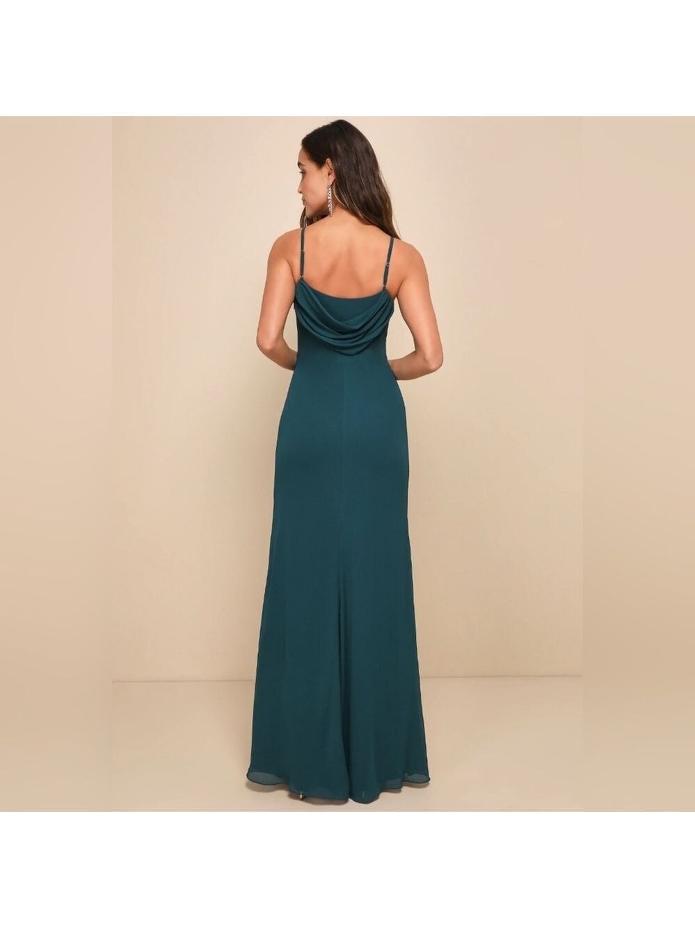 Lulus | Captivated Emerald Green Cowl Neck | Maxi Dress - Picture 2 of 6